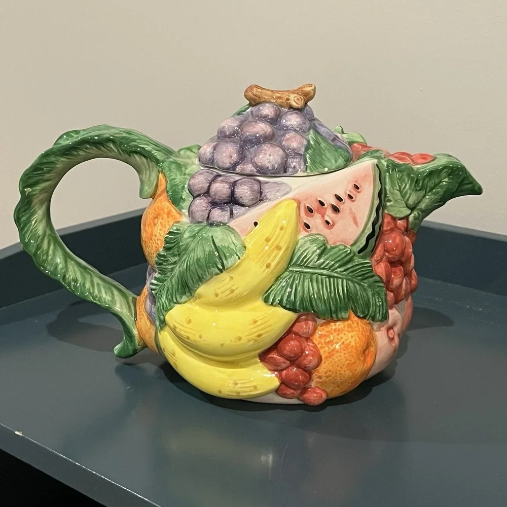 Fitz‎ and Floyd Calypso Fruit Tea Pot 40 oz 1988